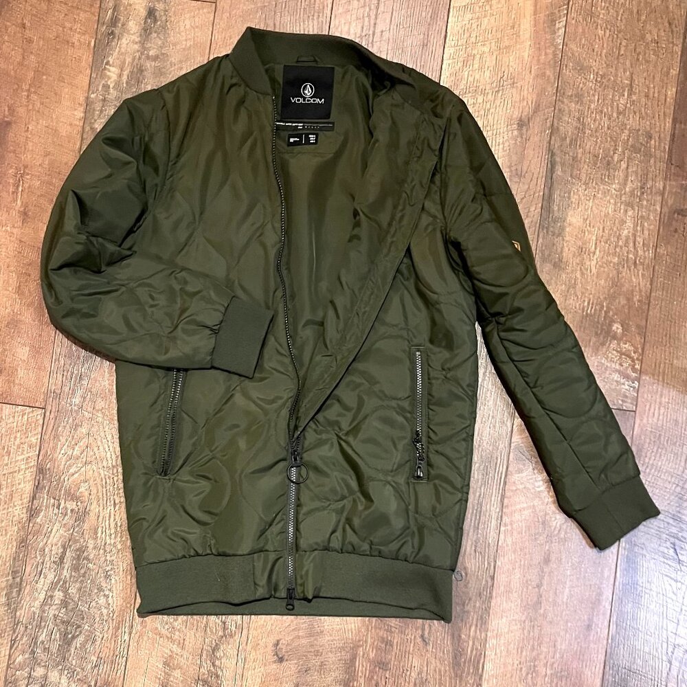 Women's Army Green Volcom Bomber Jacket- Sm